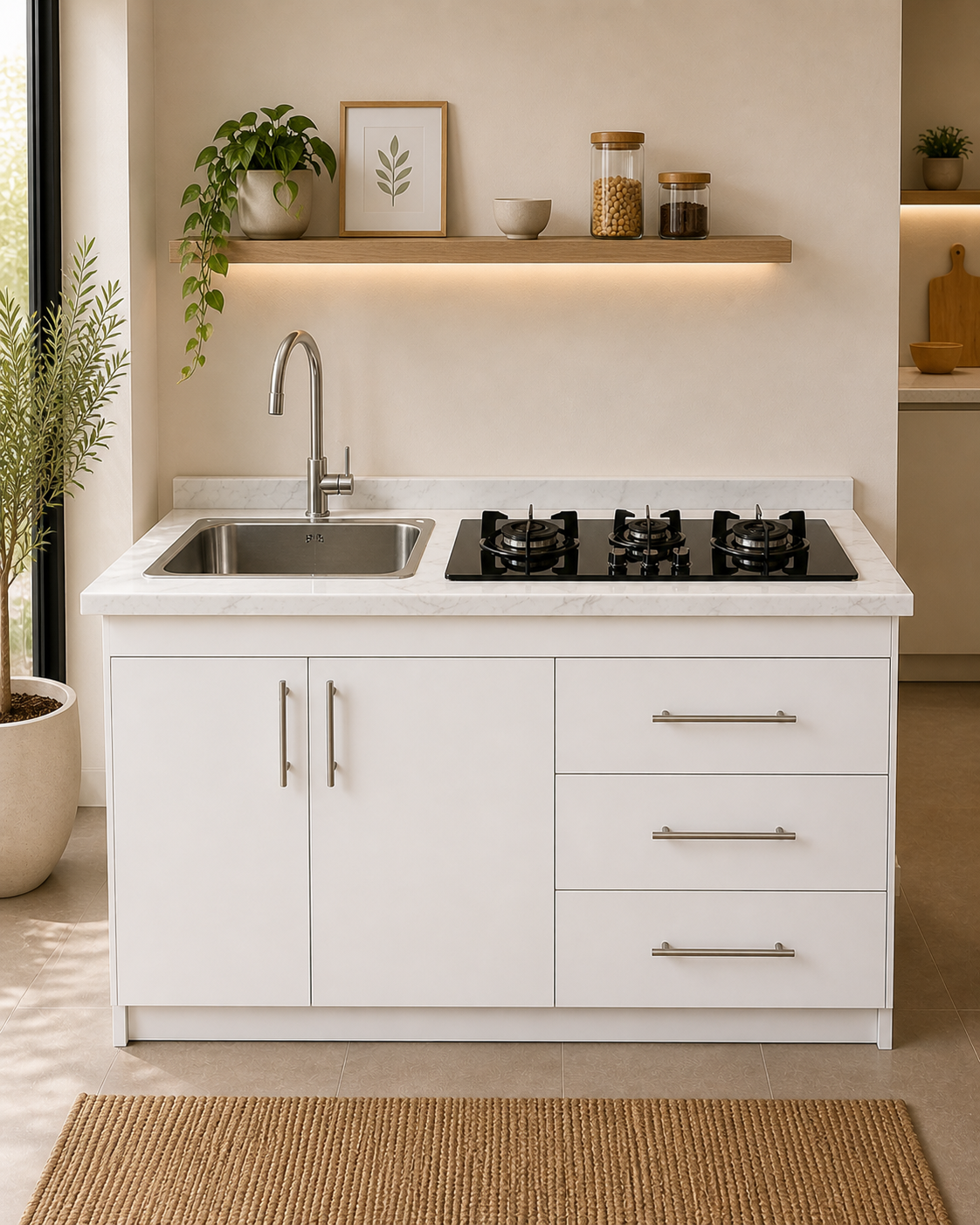 Mueble de Cocina Compacto con Fregadero y Cocina a Gas