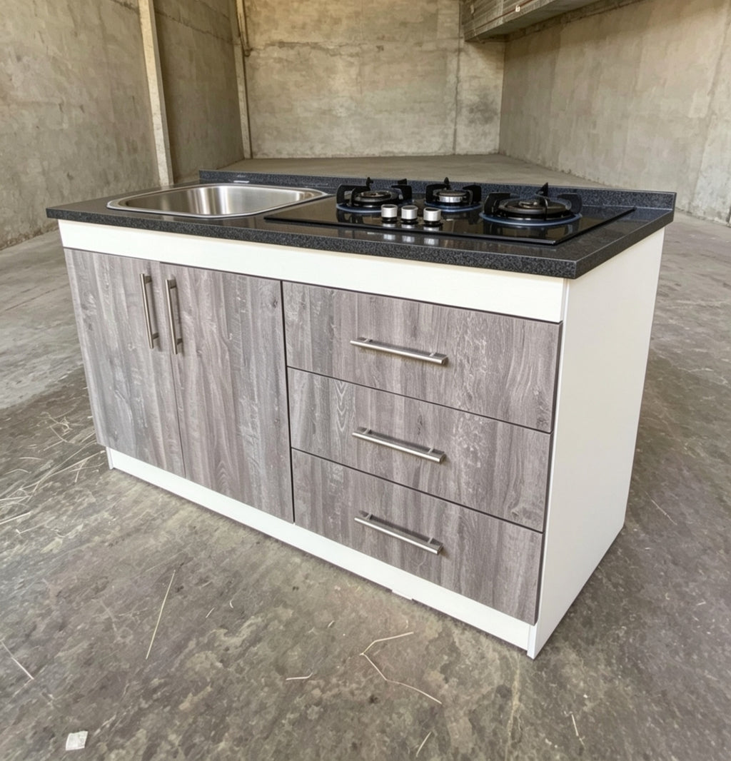 Mueble de Cocina Compacto con Fregadero y Cocina a Gas