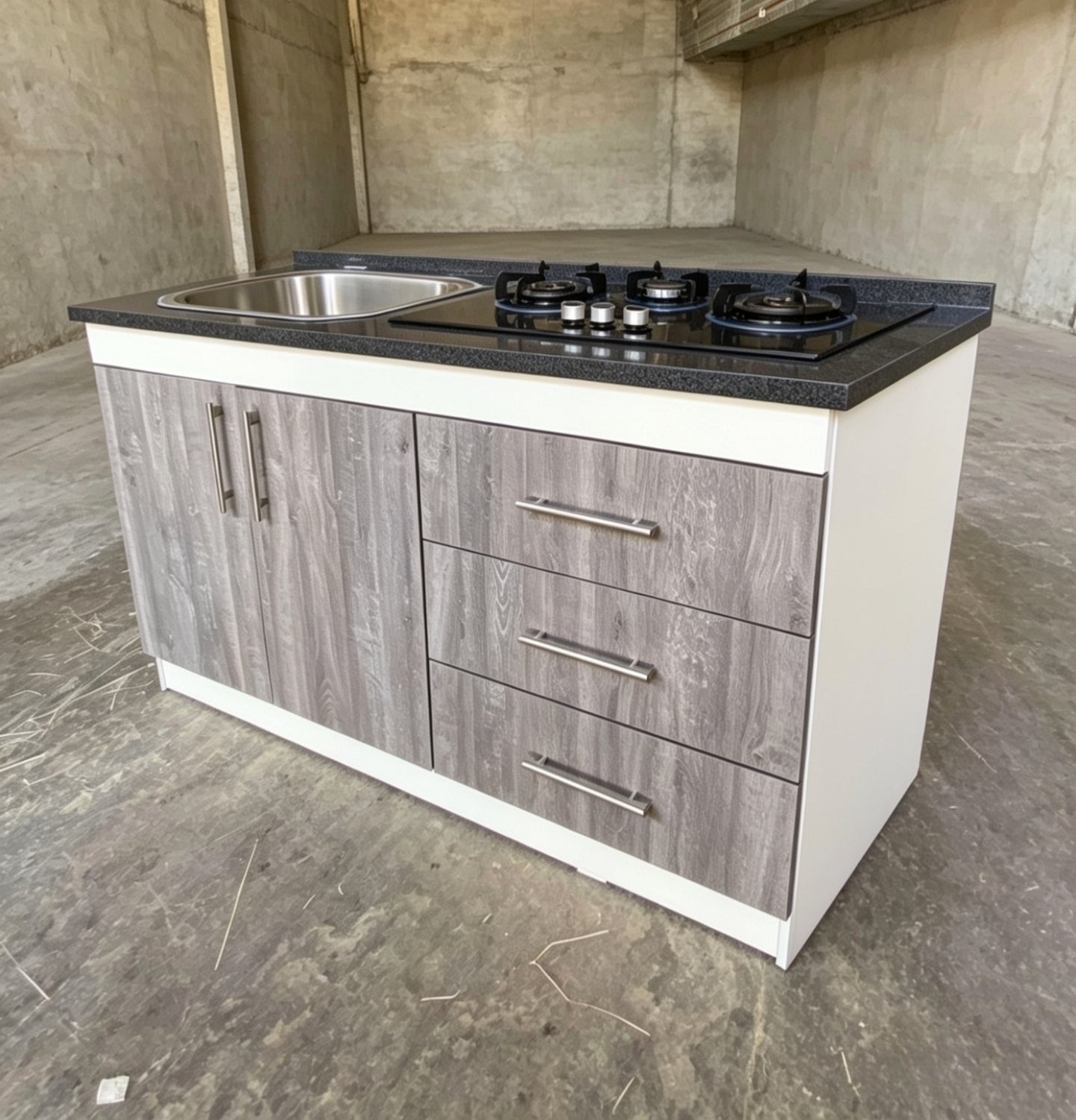 Mueble de Cocina Compacto con Fregadero y Cocina a Gas