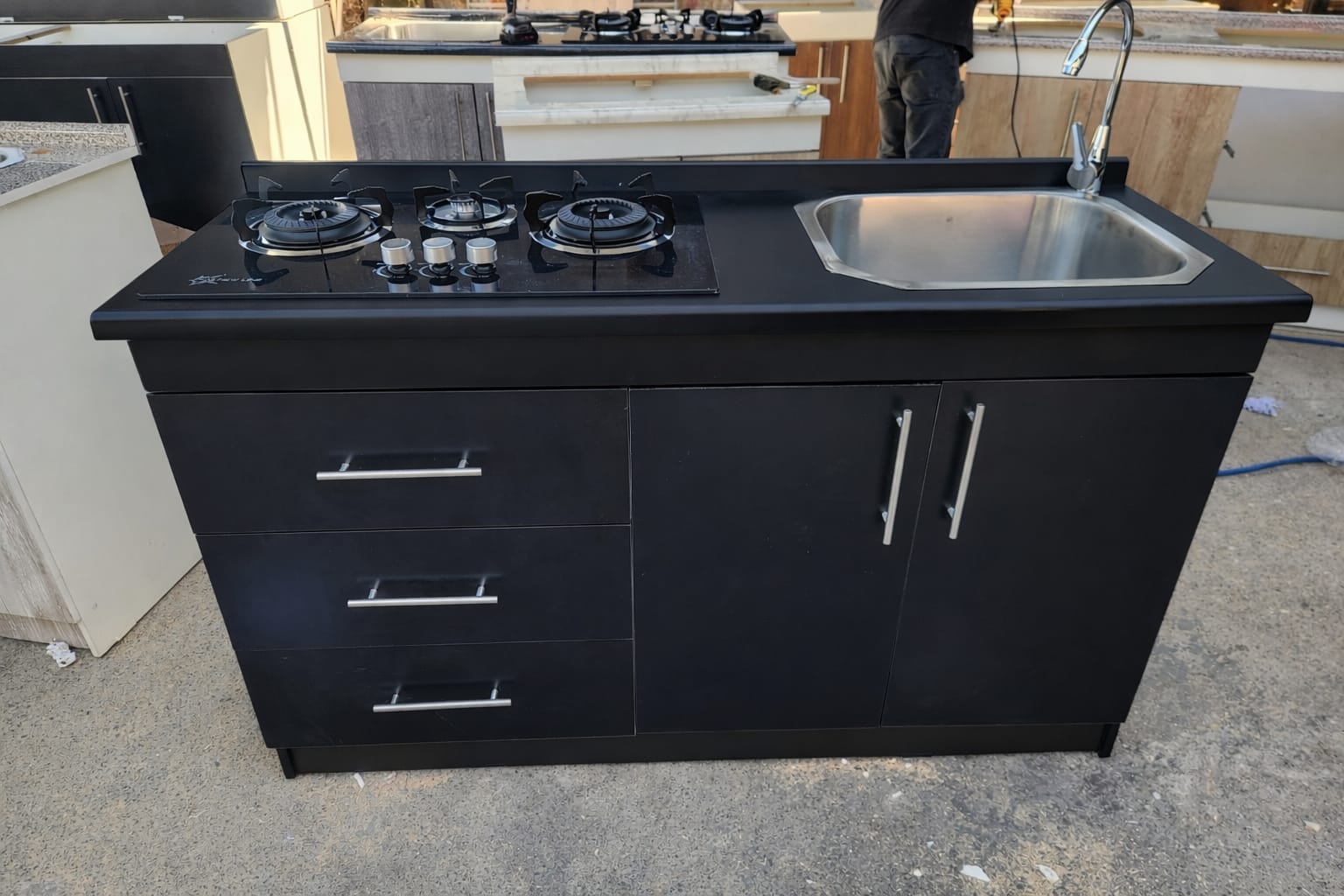 Mueble de Cocina Compacto con Fregadero y Cocina a Gas