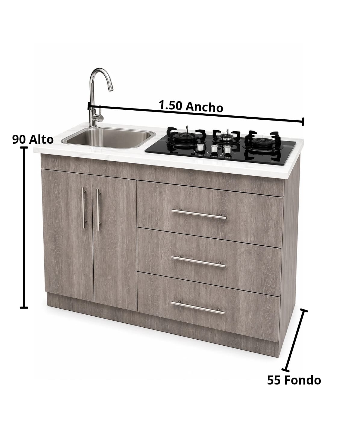 Mueble de Cocina Compacto con Fregadero y Cocina a Gas