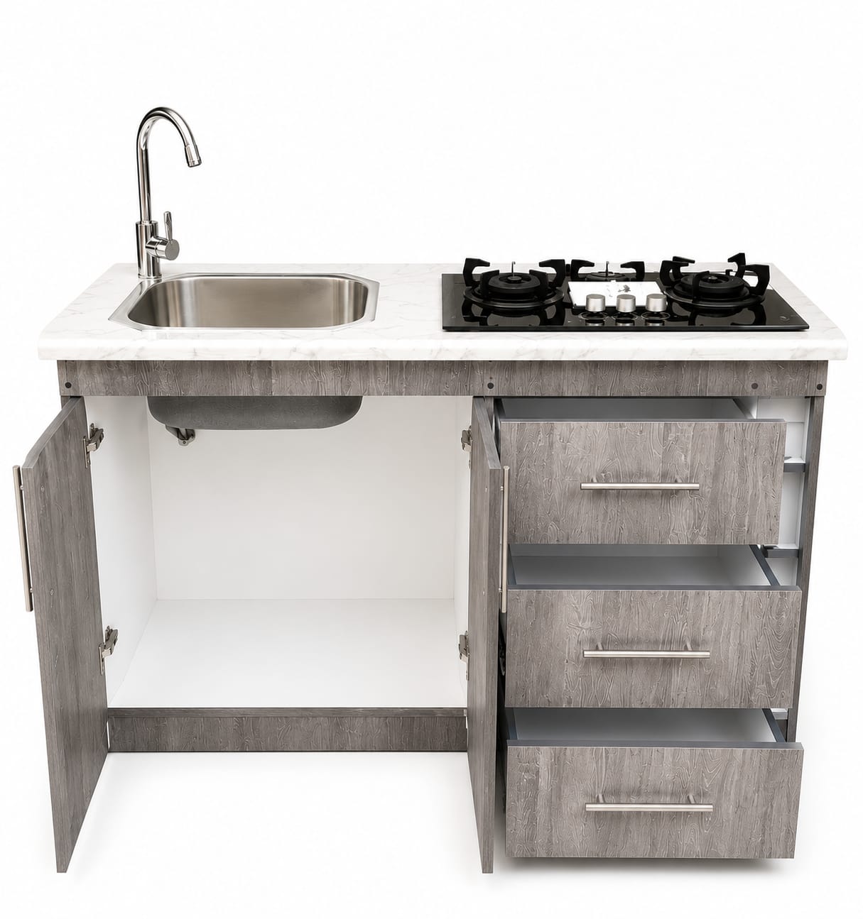 Mueble de Cocina Compacto con Fregadero y Cocina a Gas