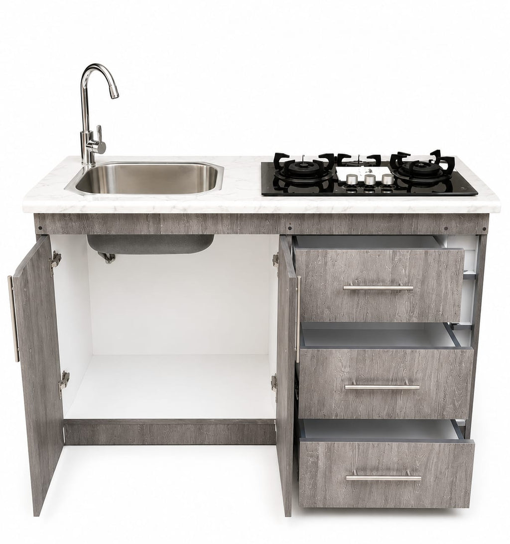 Mueble de Cocina Compacto con Fregadero y Cocina a Gas