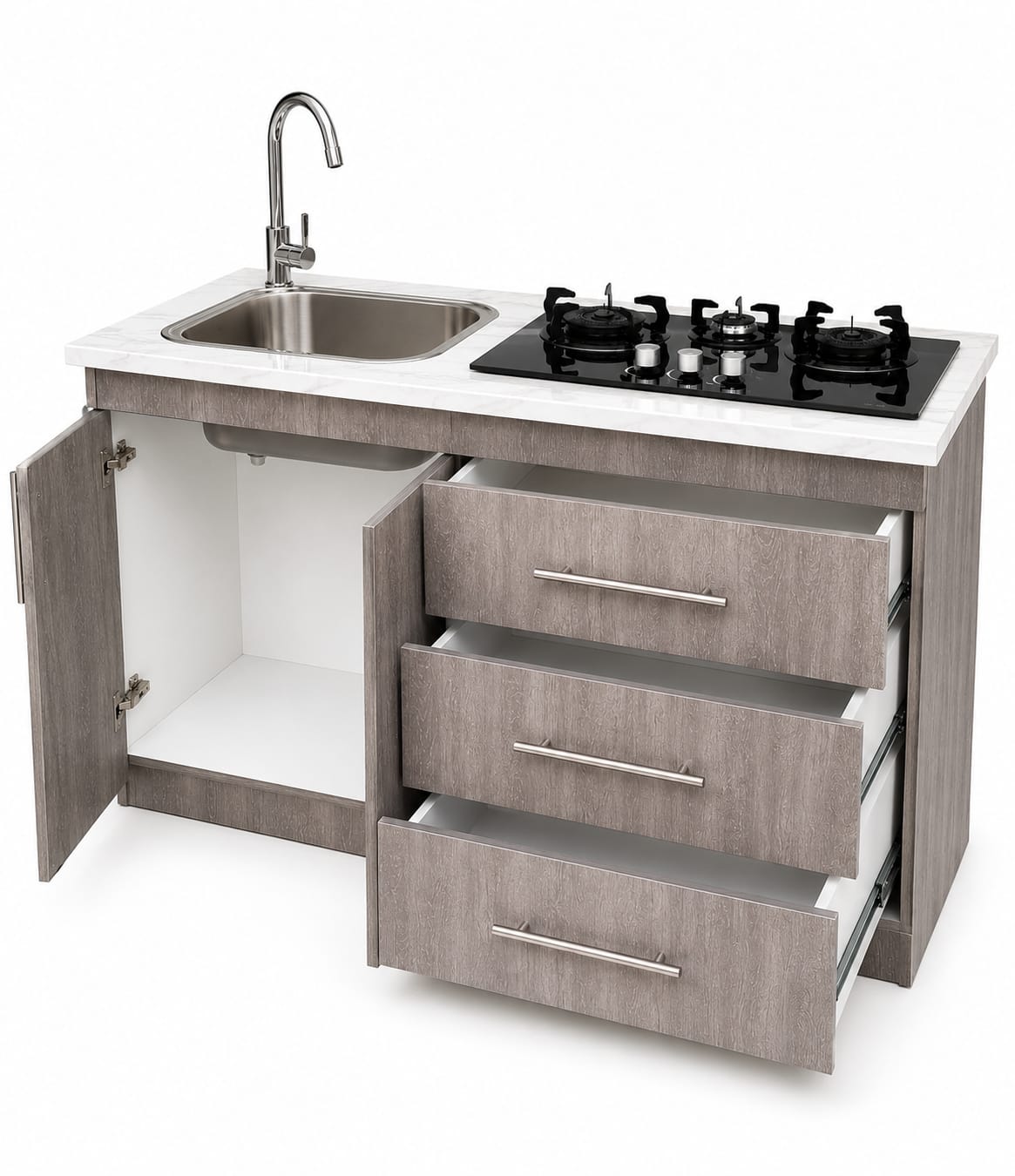 Mueble de Cocina Compacto con Fregadero y Cocina a Gas