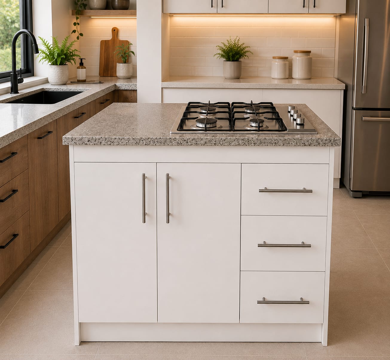 Cocina Compacta Con Encimera De 4 Platos