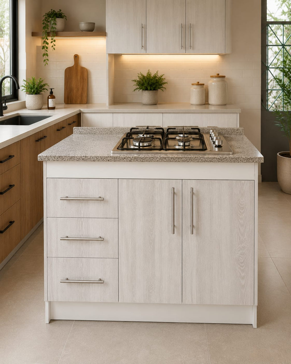 Cocina Compacta Con Encimera De 4 Platos