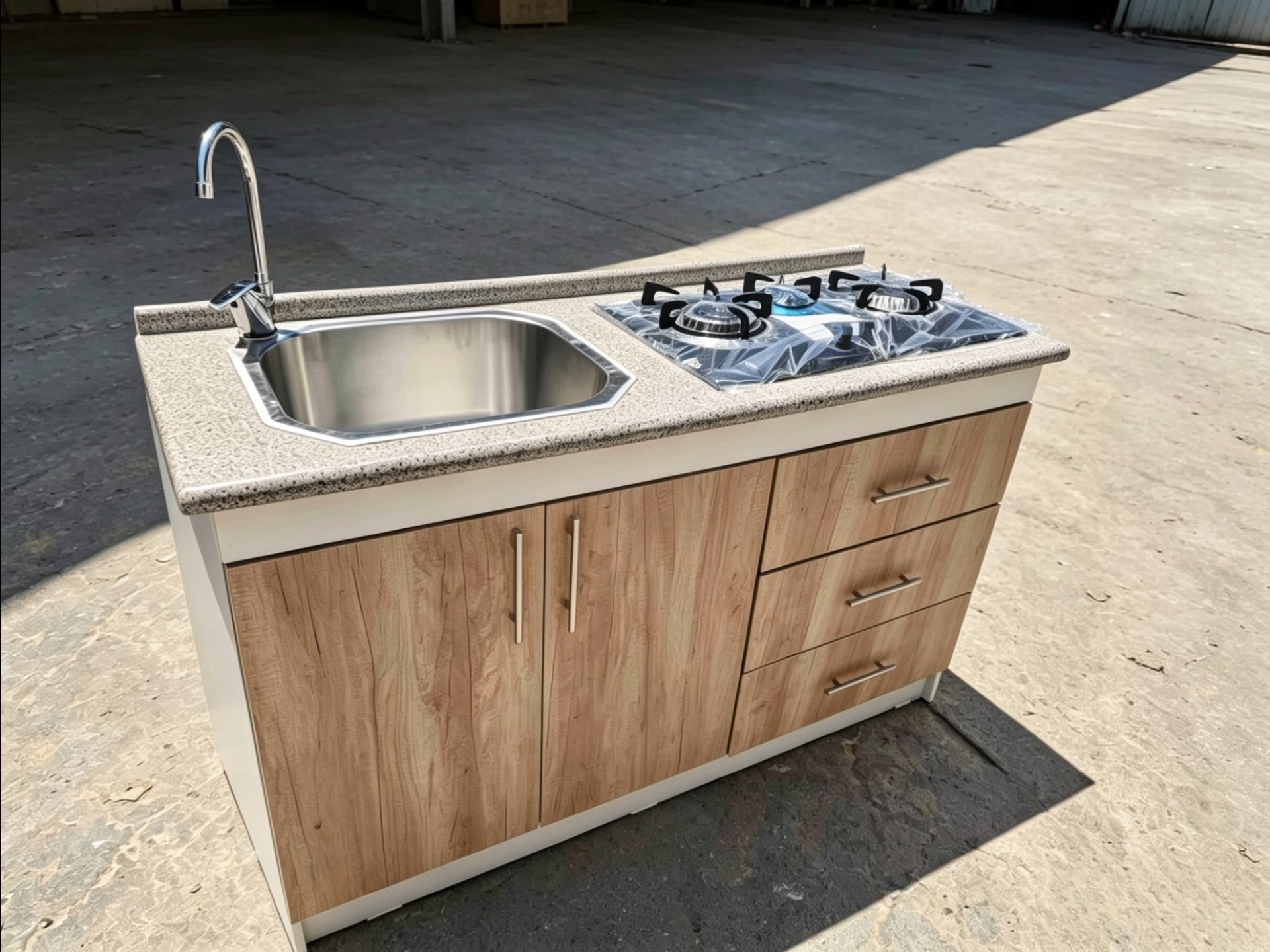 Mueble de Cocina Compacto con Fregadero y Cocina a Gas